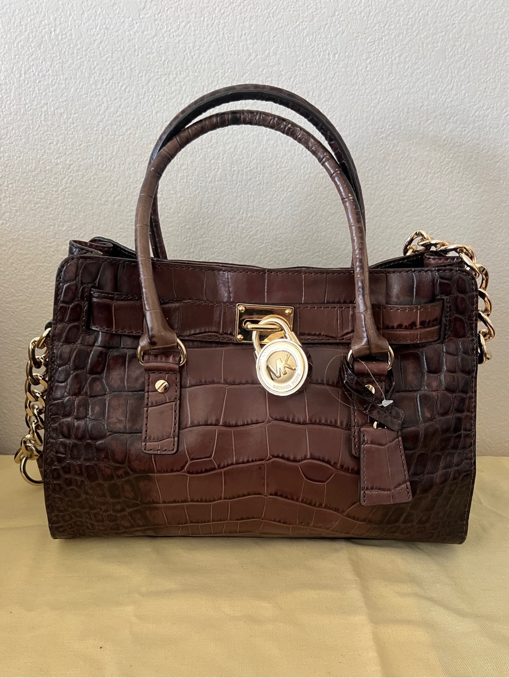NWT Michael Kors Hamilton East West Crocodile-embossed leather satchel Large